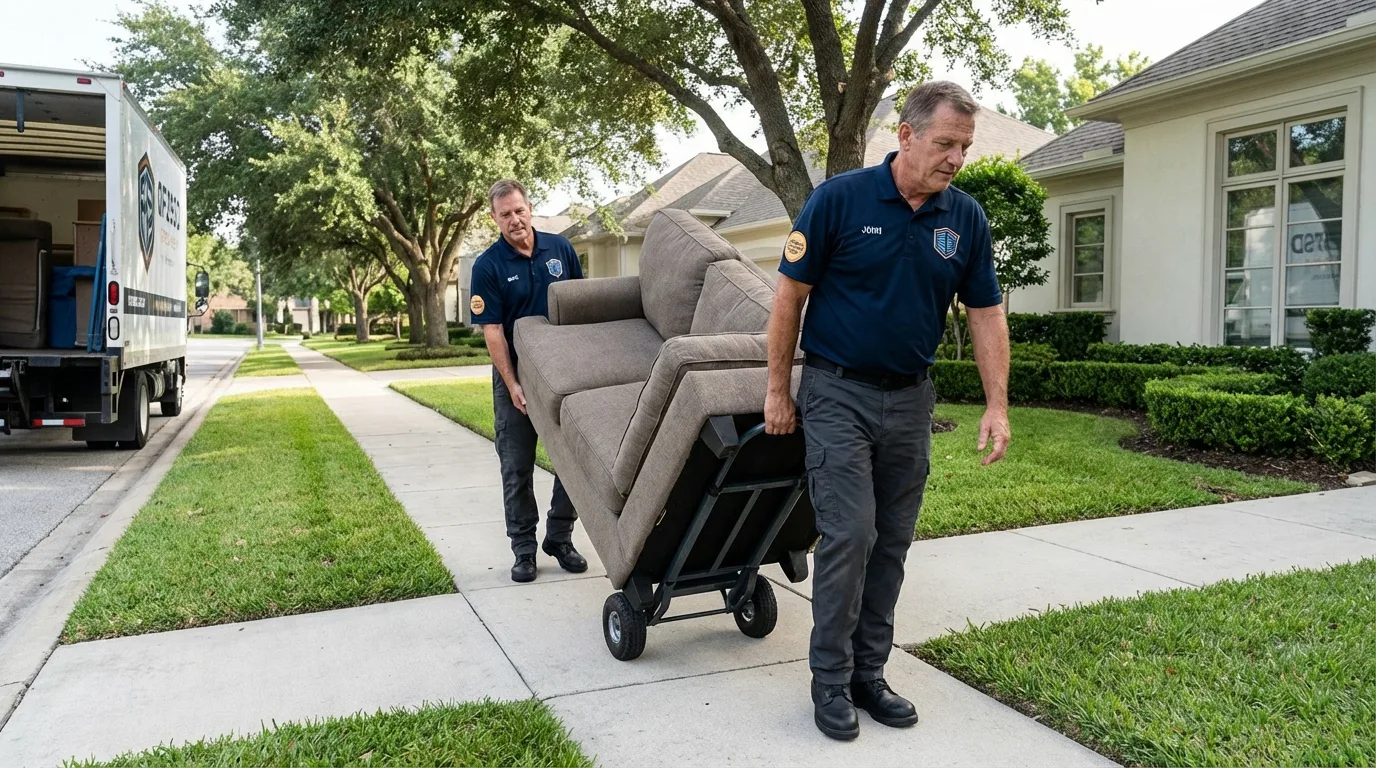 Local residential moving crew loading furniture in Clifton Springs, NY